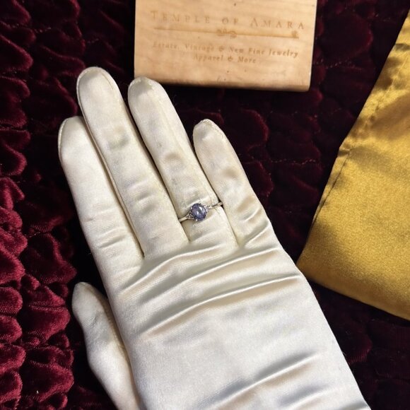 ESTATE- 10K White Gold Natural Tanzanite & Diamond Ring -1CT Solitaire -Sz 6 -2g - Picture 12 of 16